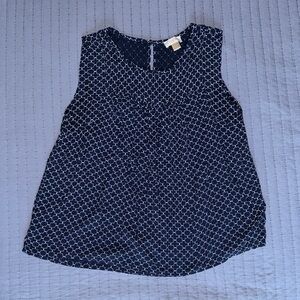 LOFT Blue and White Sleeveless Blouse Relaxed Fit